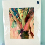 "Heart of Palm" by Julie Joyce
giclee print on watercolor paper
value $85
Julie describes herself as a gypsy spirited artist working with luscious, bright, transparent watercolors.