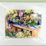 Joanna Dole
"The Flower Shop"
original watercolor, value $250
Joanna, three year award winner at the Keys Watercolor Society, found her inspiration when she walked into a flower shop and saw this display. She took a picture and painted it right away.